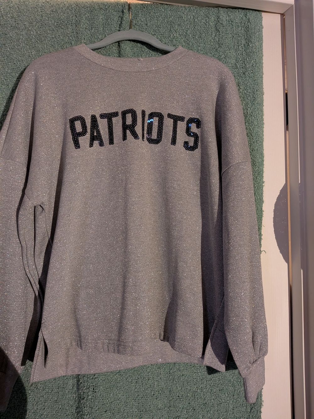 Sparkle Grey 'Patriots' Crewneck Sweater
